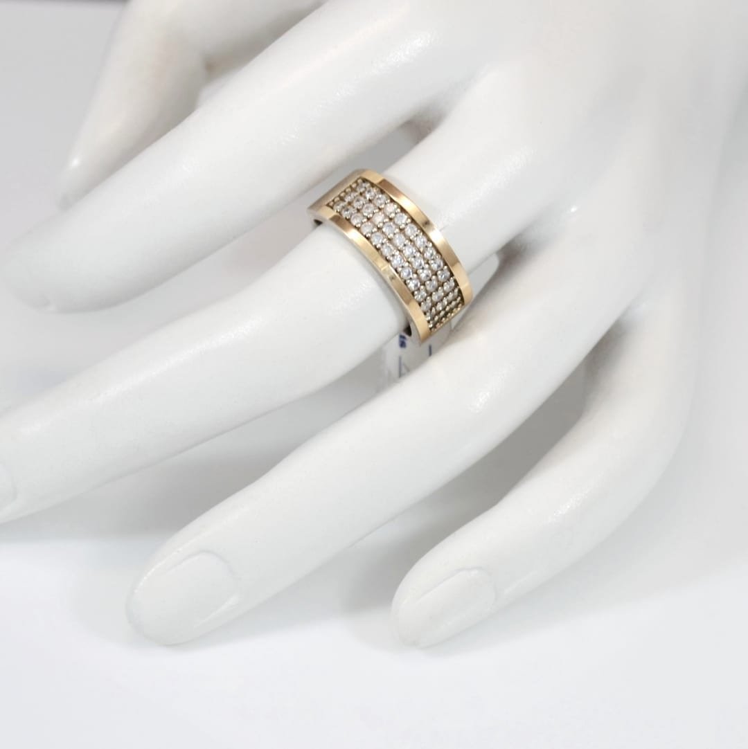 Sidabrinis žiedas su auksinėmis plokštelėmis ir cirkoniu