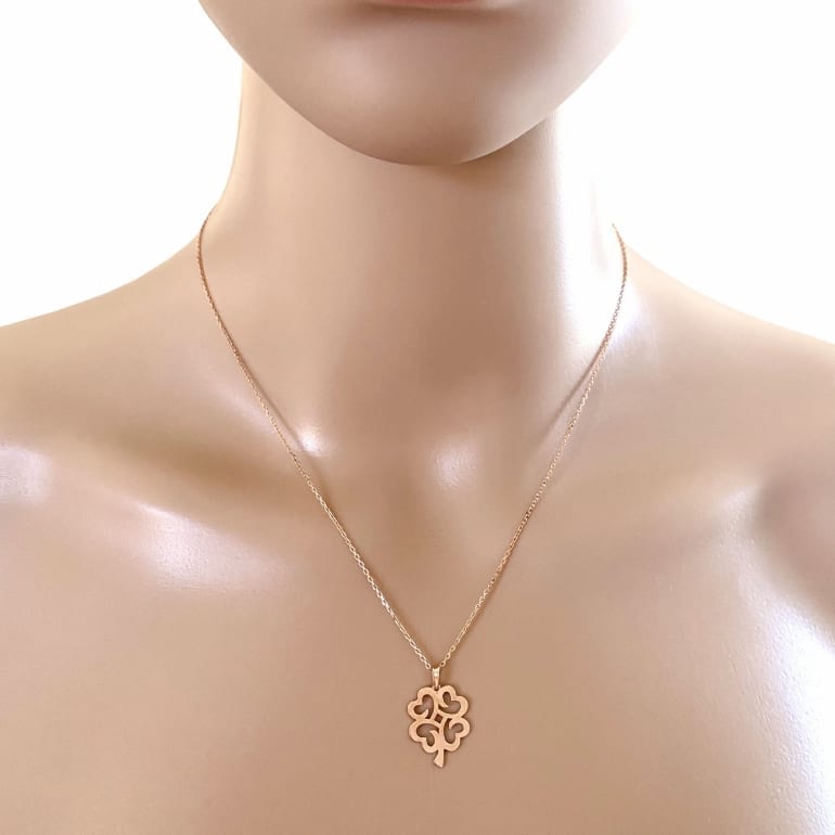 9ct Rose Gold Necklace - Four Leaf Clover