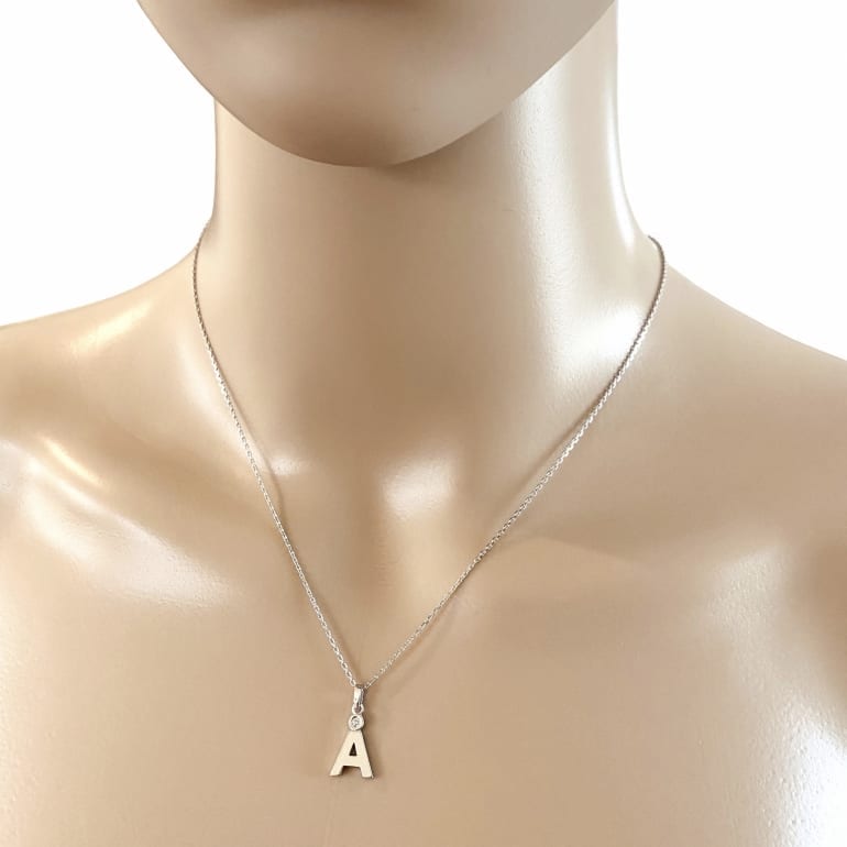 375 balto aukso vėrinys su cirkoniu - Inicialas A