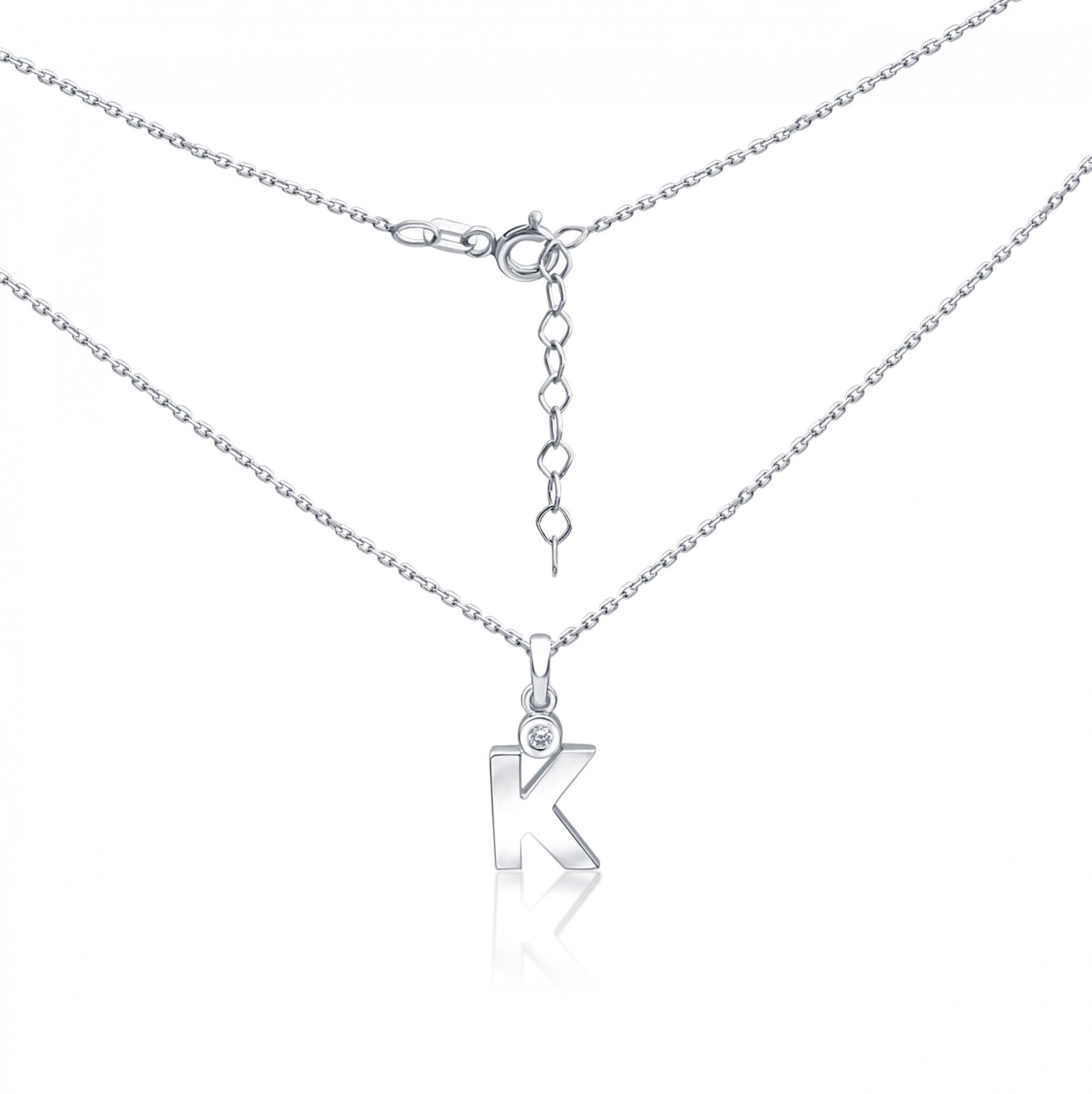 Albert`s Sterling Silver .05ctw K Initial Necklace 244787005-K