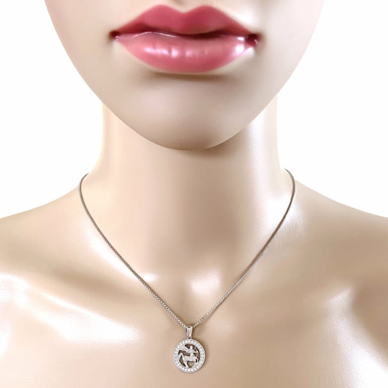 Sterling Silver Pendant With Cubic Zirconia - Sagittarius
