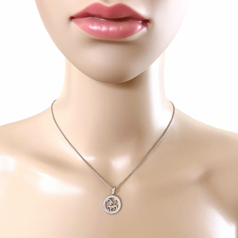 Sterling Silver Pendant With Cubic Zirconia - Capricorn