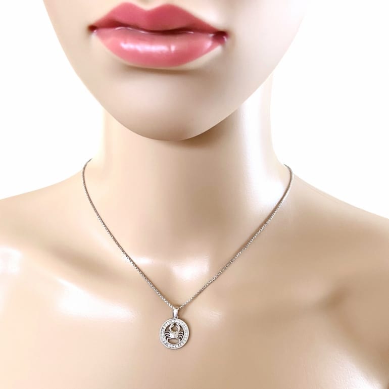 Sterling Silver Pendant With Cubic Zirconia - Cancer