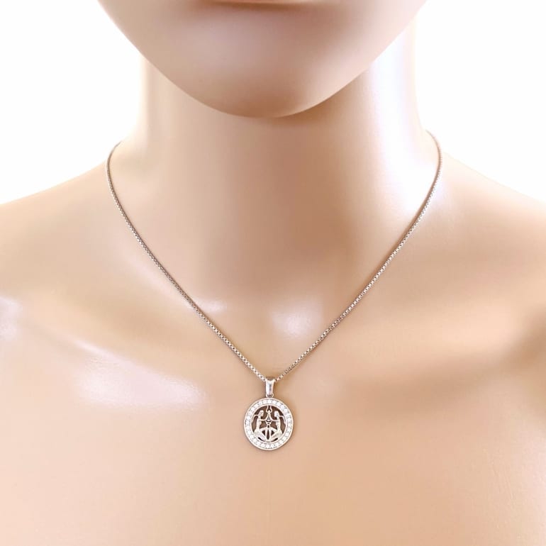 Sterling Silver Pendant With Cubic Zirconia - Gemini