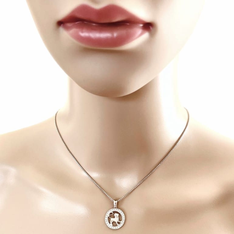 Sterling Silver Pendant With Cubic Zirconia - Leo