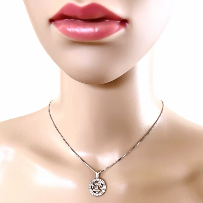 Sterling Silver Pendant With Cubic Zirconia - Pisces