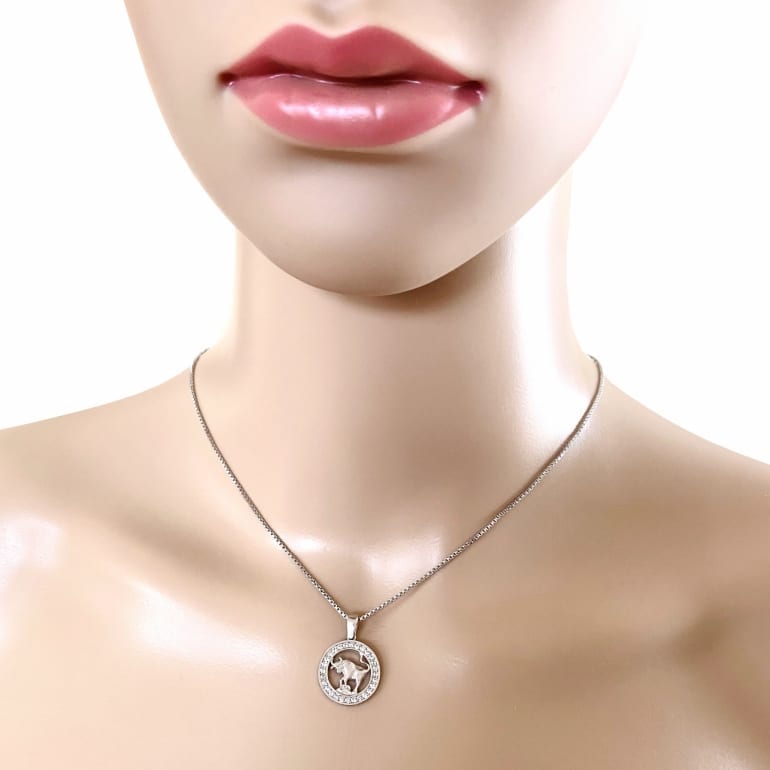 Sterling Silver Pendant With Cubic Zirconia - Taurus