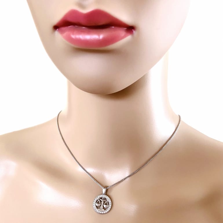 Sterling Silver Pendant With Cubic Zirconia - Libra