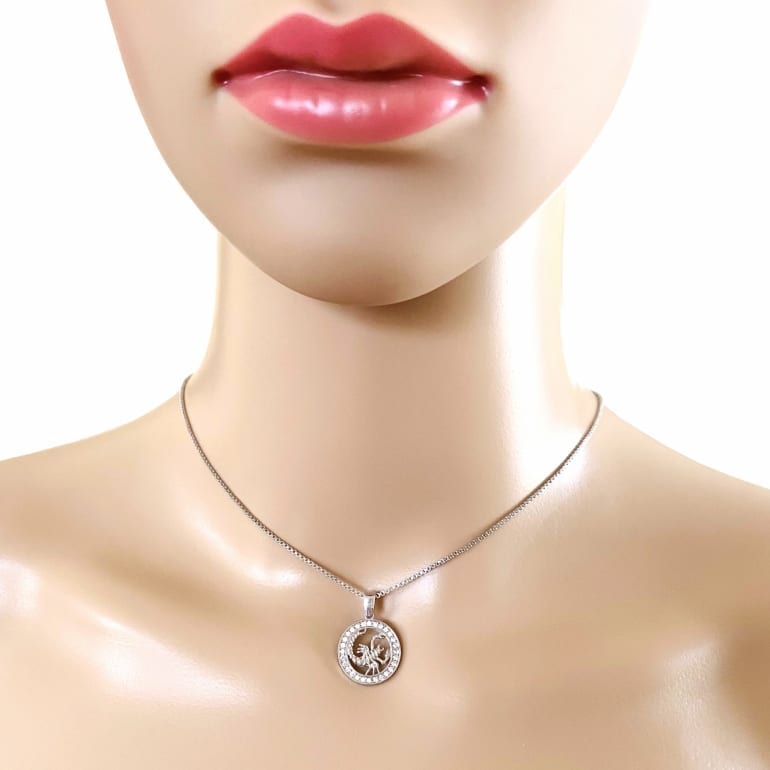 Sterling Silver Pendant With Cubic Zirconia - Scorpio
