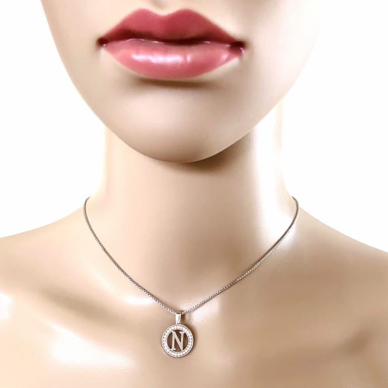 Sidabrinis pakabukas su cirkoniu - Inicialas N