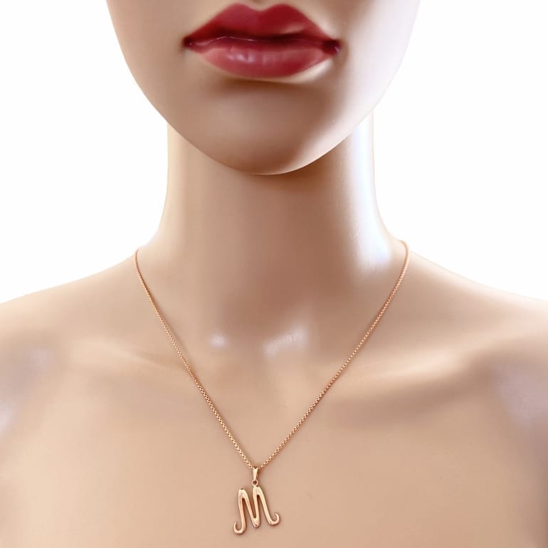 9ct Rose Gold Pendant - Initial M