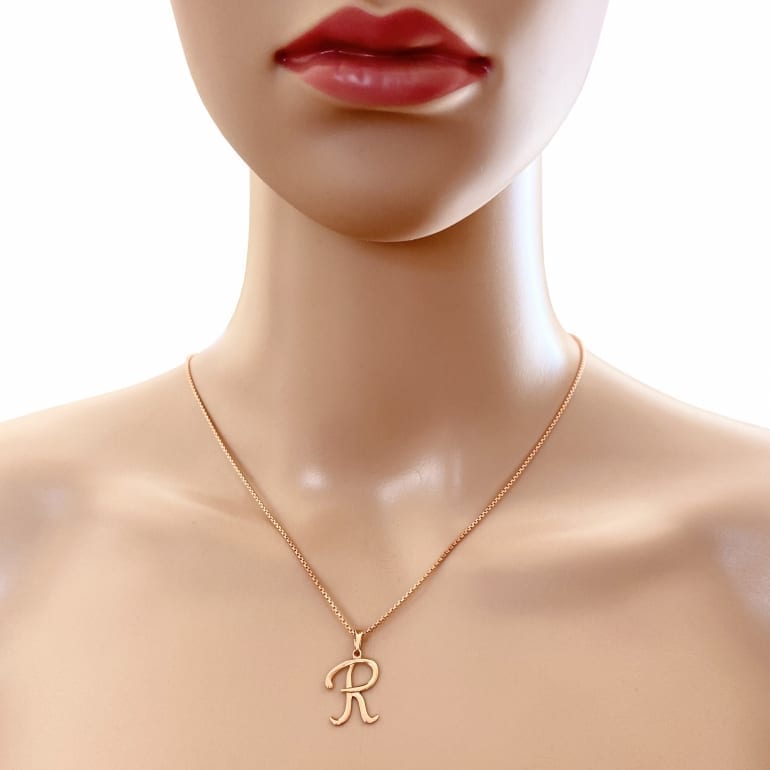 9ct Rose Gold Pendant - Initial R