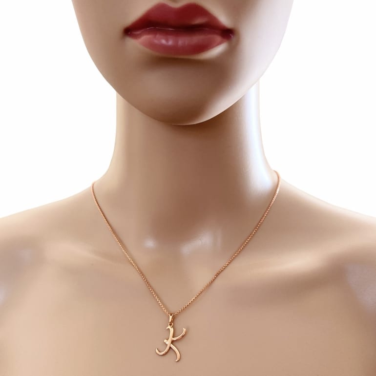 9ct Rose Gold Pendant - Initial K