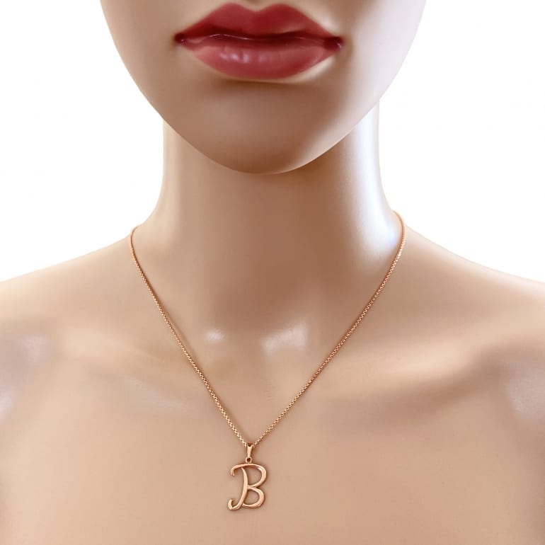 9ct Rose Gold Pendant - Initial B