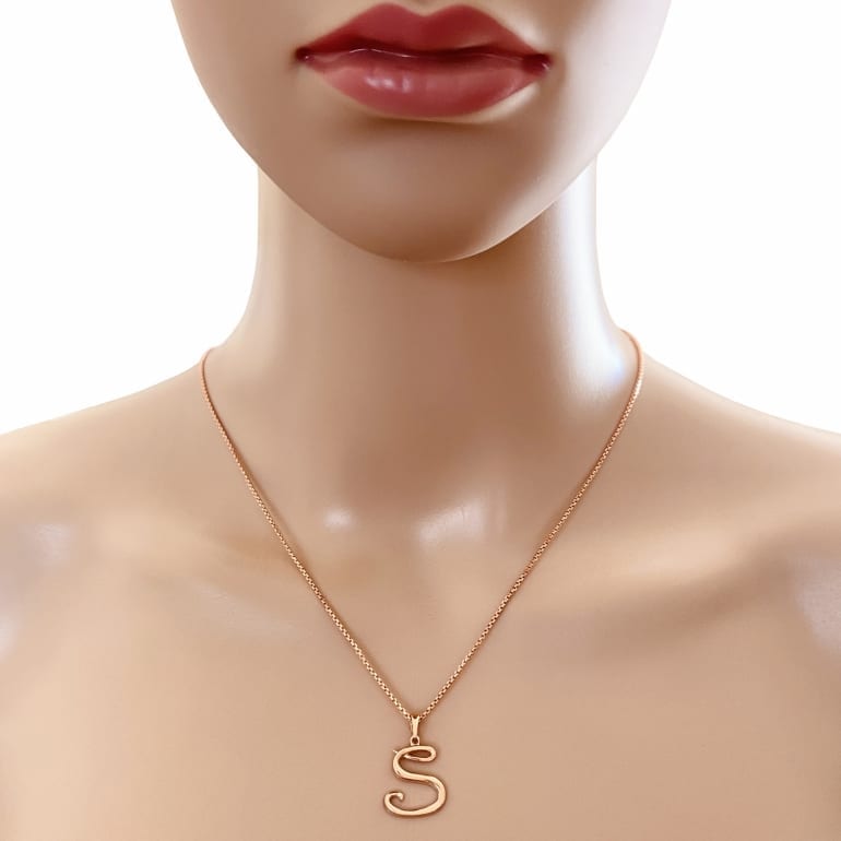 9ct Rose Gold Pendant - Initial S