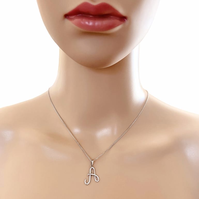9ct White Gold Pendant - Initial A
