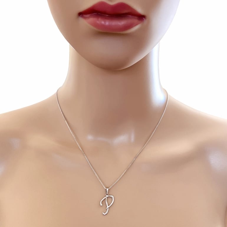 9ct White Gold Pendant - Initial P