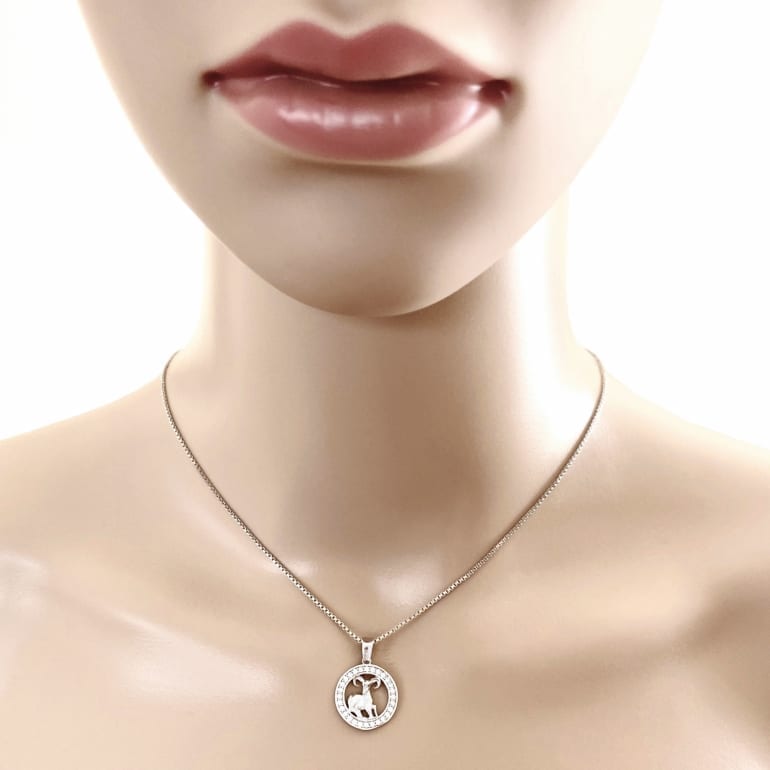 Sterling Silver Pendant With Cubic Zirconia - Aries
