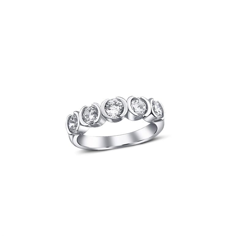 Luxurious sterling silver ring with cubic zirconia half eternity