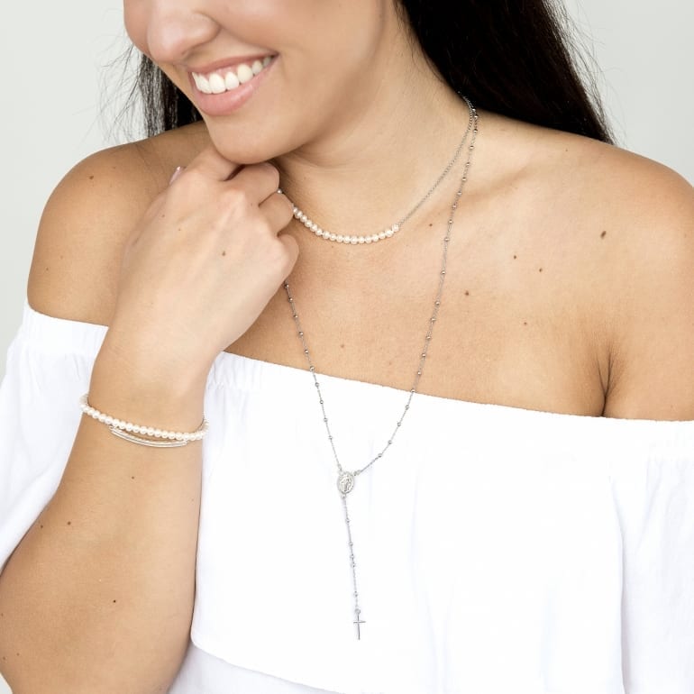 Sterling Silver Necklace With Cultivated Pearls