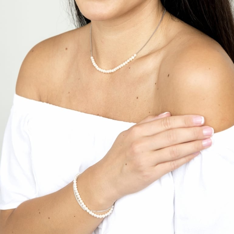 Sterling Silver Necklace With Cultivated Pearls