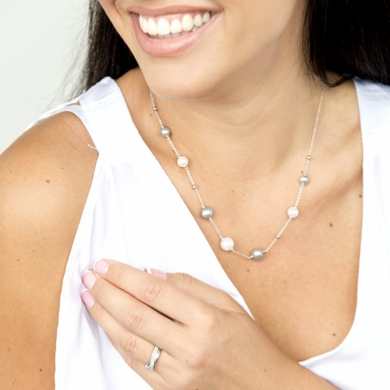 Sterling Silver Necklace With Cultivated Pearls