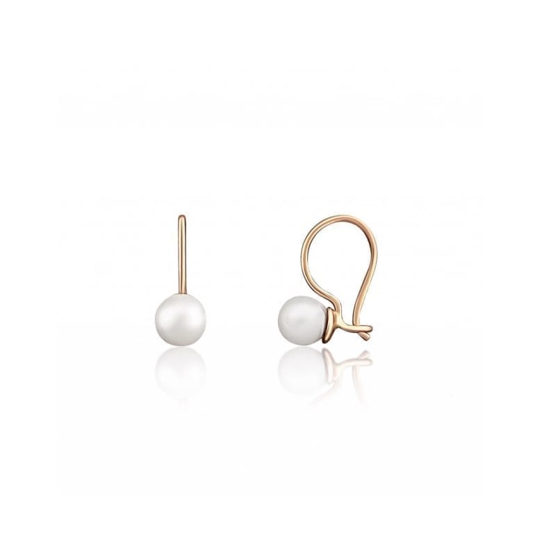 Auksiniai auskarai su kultivuotais perlais kabliuko užsegimas
