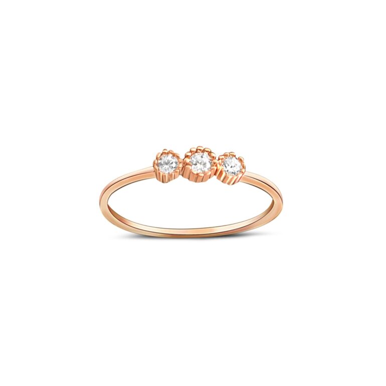 14ct Rose Gold Ring With Cubic Zirconia