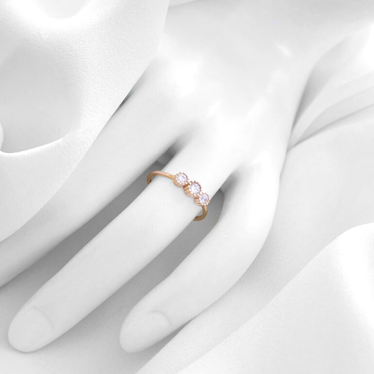14ct Rose Gold Ring With Cubic Zirconia