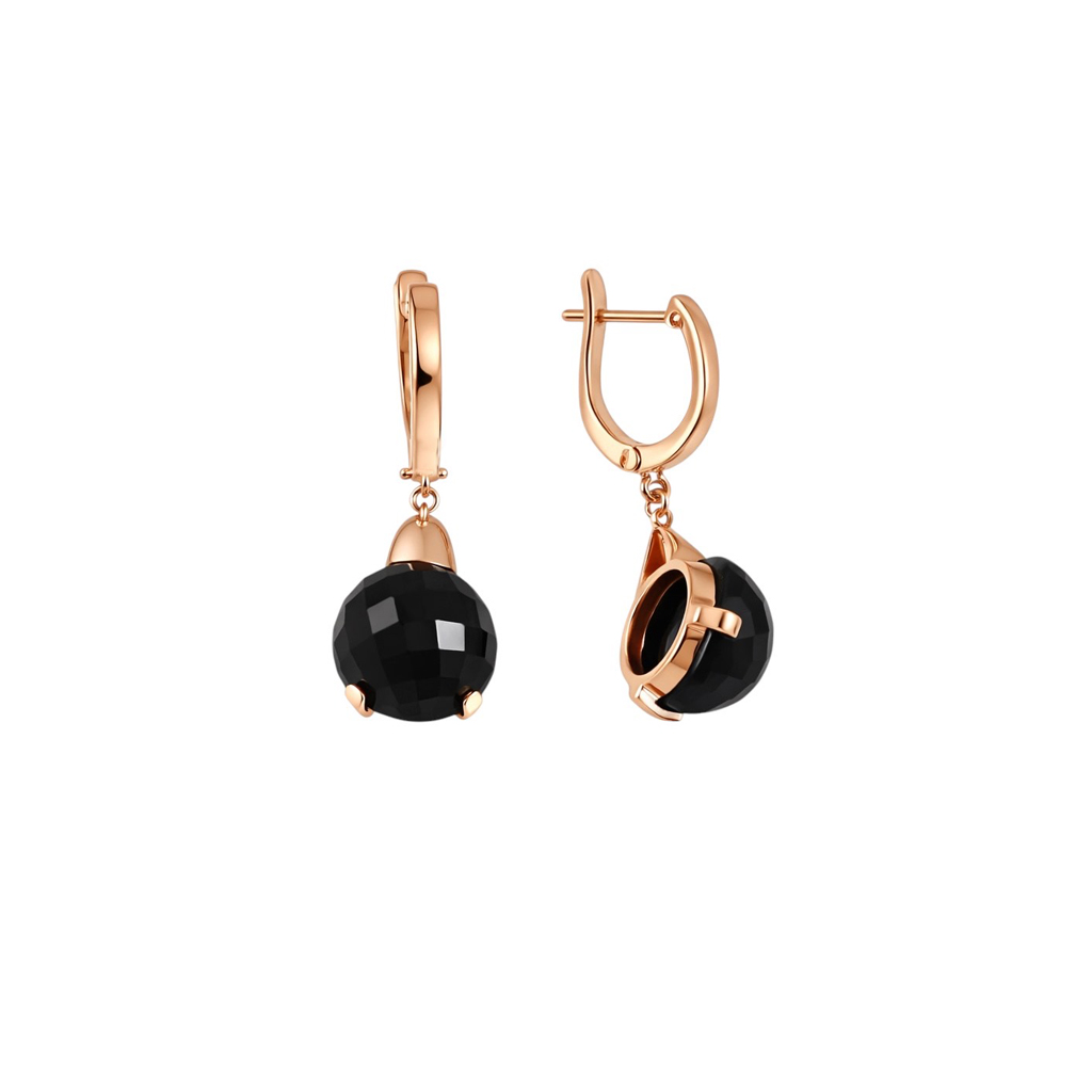Rose gold earrings with onyx