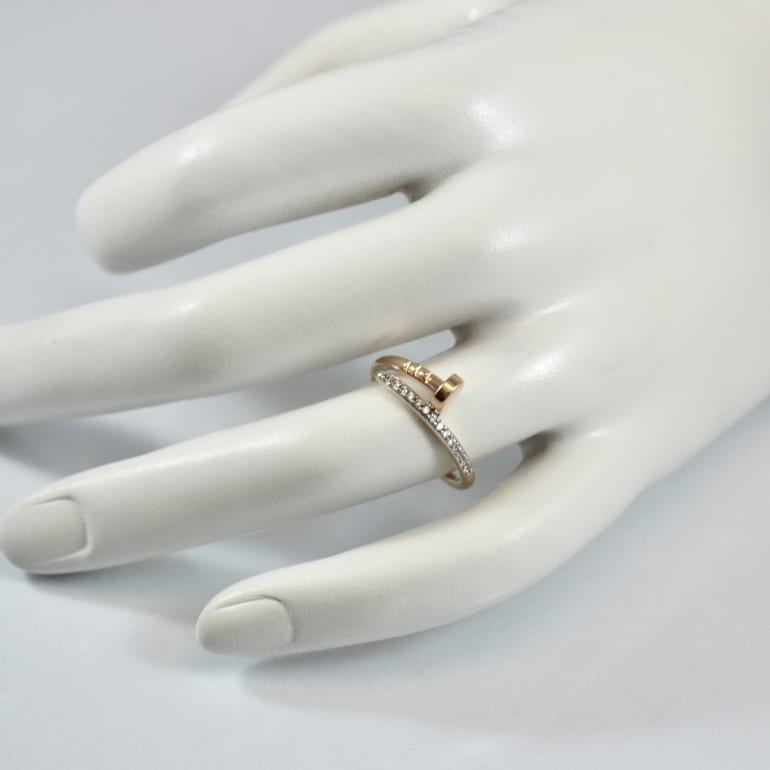 Rose and white gold ring with cubic zirconia