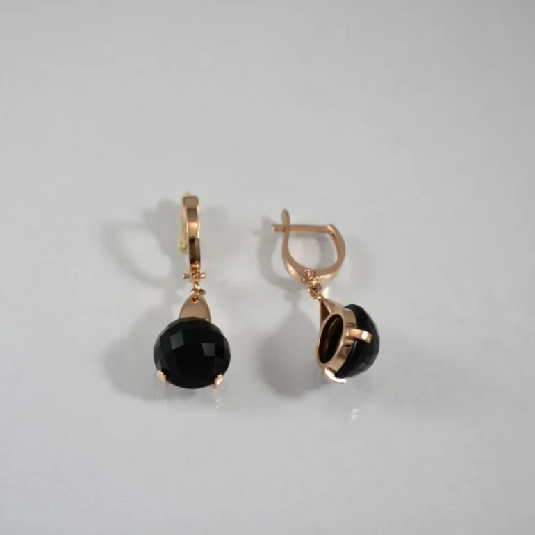 14ct Rose Gold Earrings With Onyx