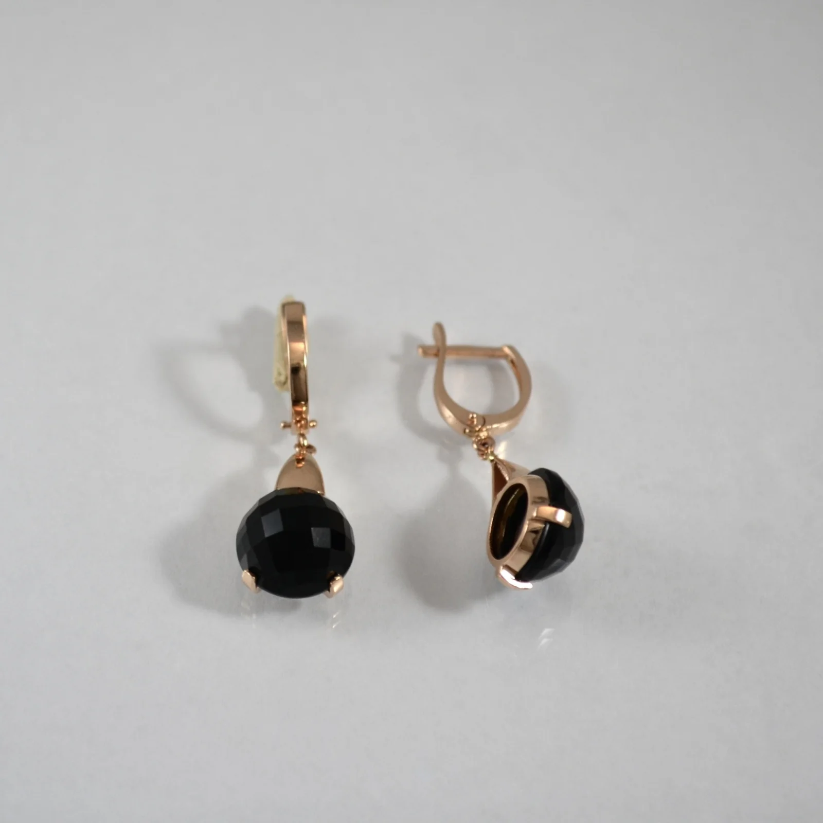 14ct Rose Gold Earrings With Onyx
