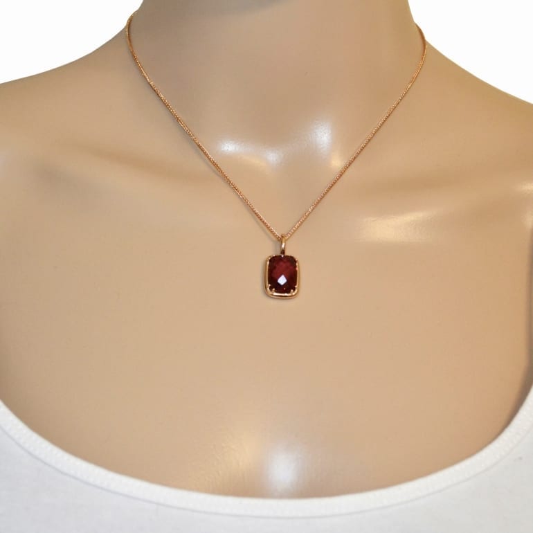 14ct Rose Gold Pendant With Synthetic Ruby