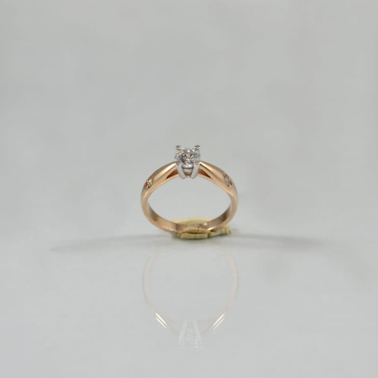 14ct Rose Gold Ring With Cubic Zirconia