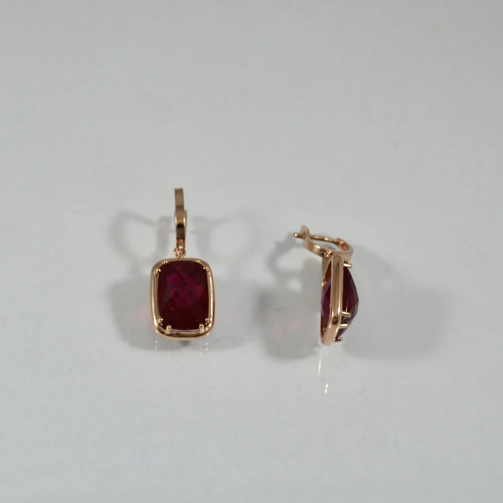 14ct Rose Gold Earrings With Synthetic Ruby