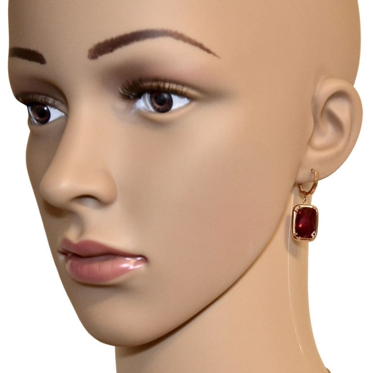 14ct Rose Gold Earrings With Synthetic Ruby