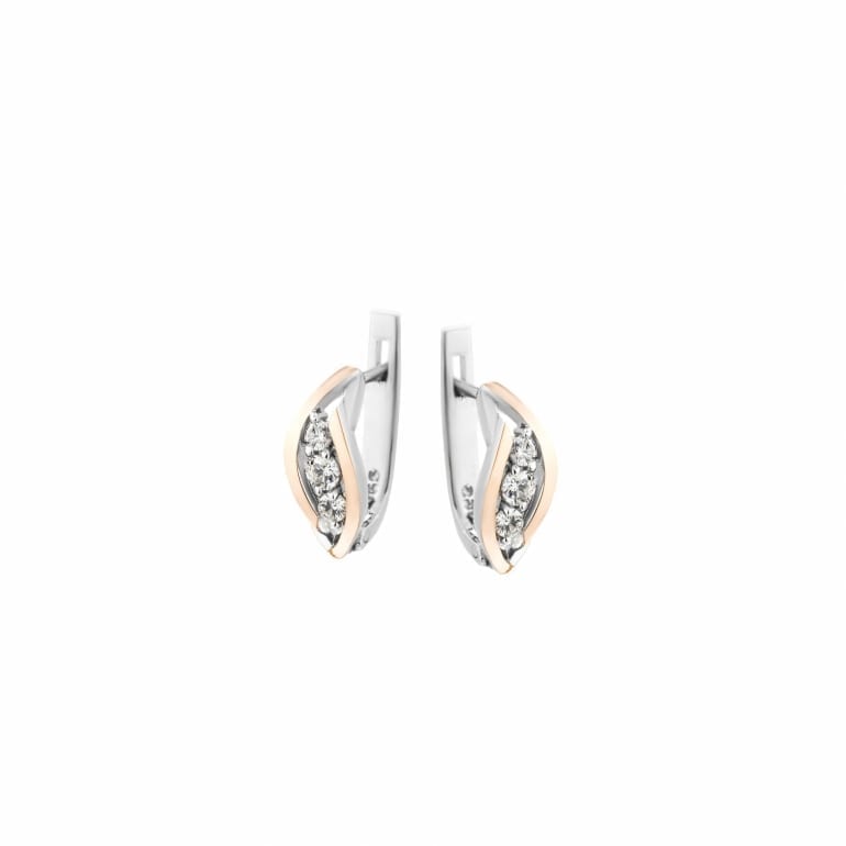 Sterling silver earrings with 9ct gold plates and cubic zirconia