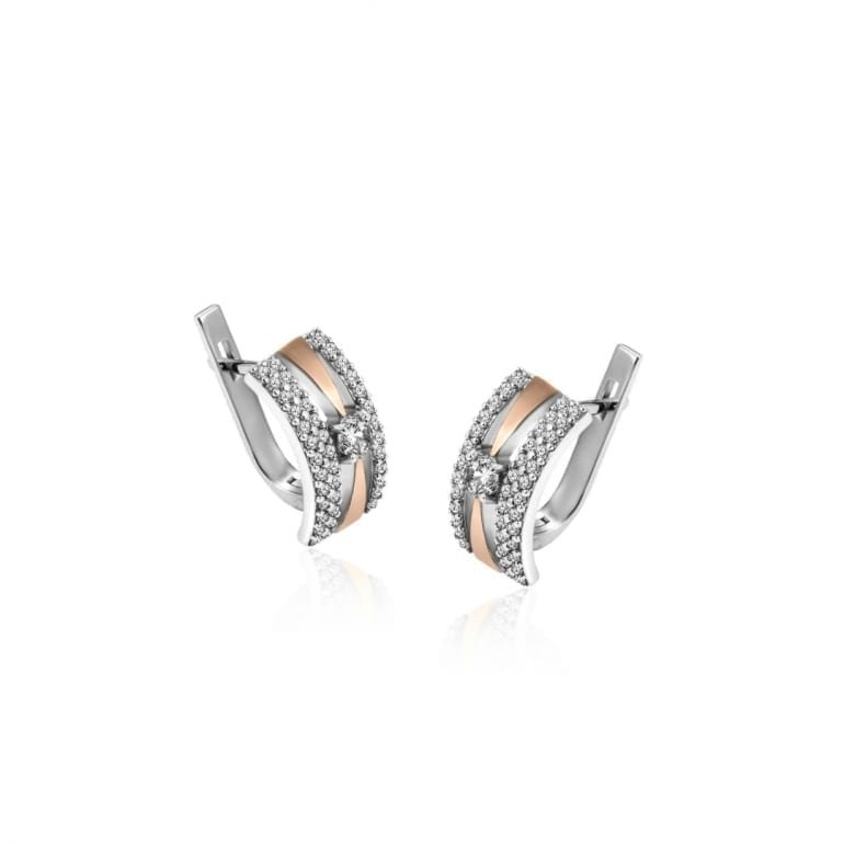 Sterling silver earrings with 9ct gold plates and cubic zirconia