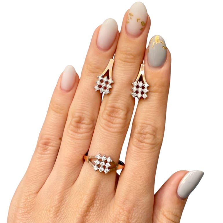 Auksu Dengtas Sidabrinis Žiedas Su Cirokniais