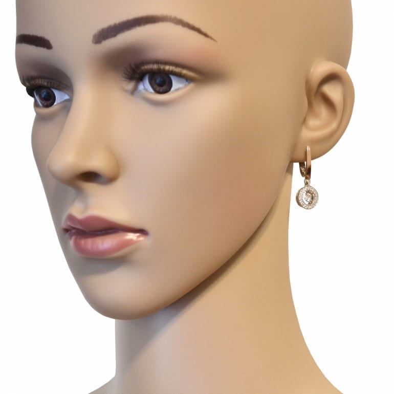 Sterling silver earrings with gold plates and cubic zirconia