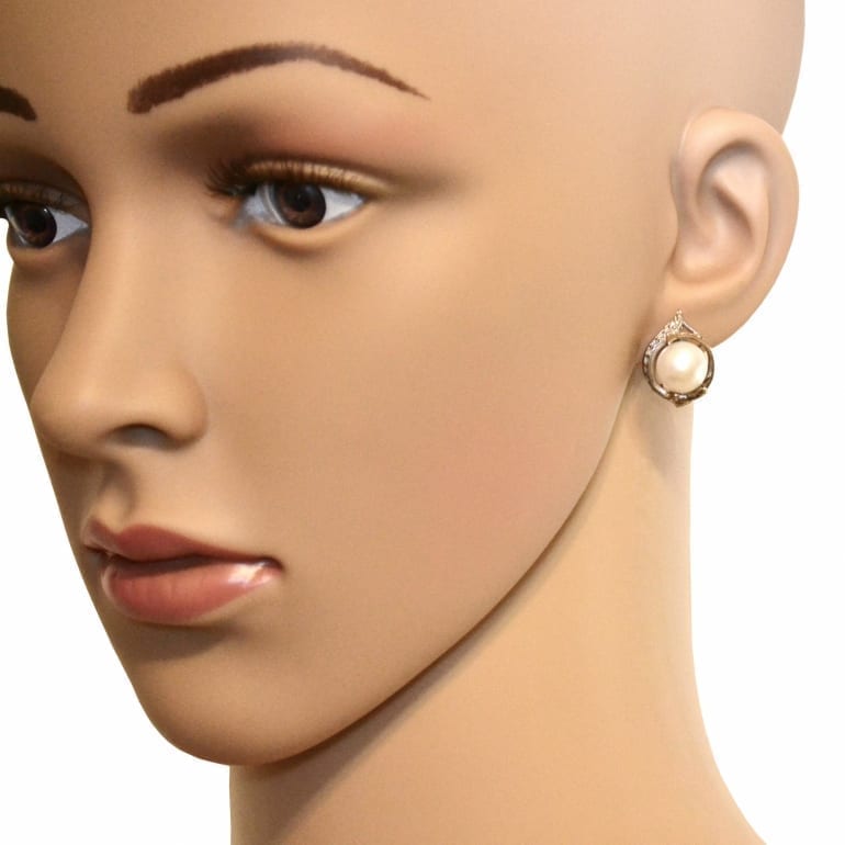 Sterling Silver Earrings With 9ct Gold Plates And White Cultivated Pearls