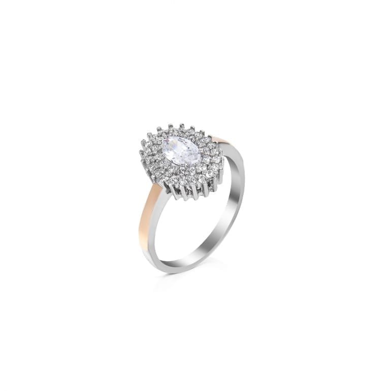Sterling silver ring 9ct gold plated cubic zirconia
