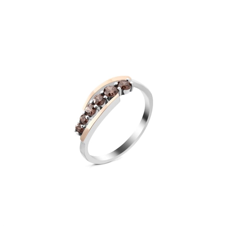 Sterling silver ring with 9ct gold plates and cubic zirconia