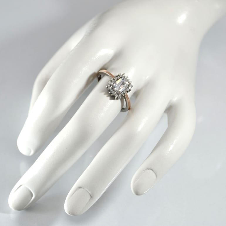 Sterling Silver Ring With 9ct Gold Plates And Cubic Zirconia