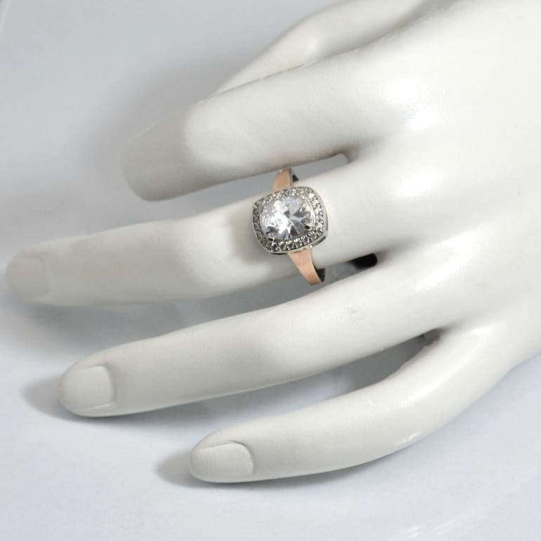Sterling Silver Ring With 9ct Gold Plates And Cubic Zirconia