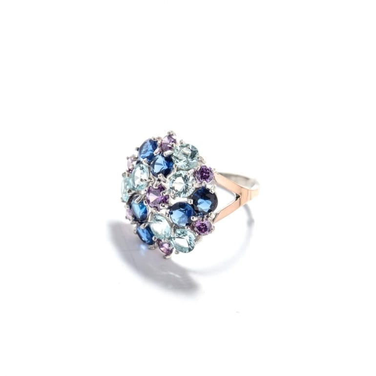 Sterling silver ring with gold plates and cubic zirconia