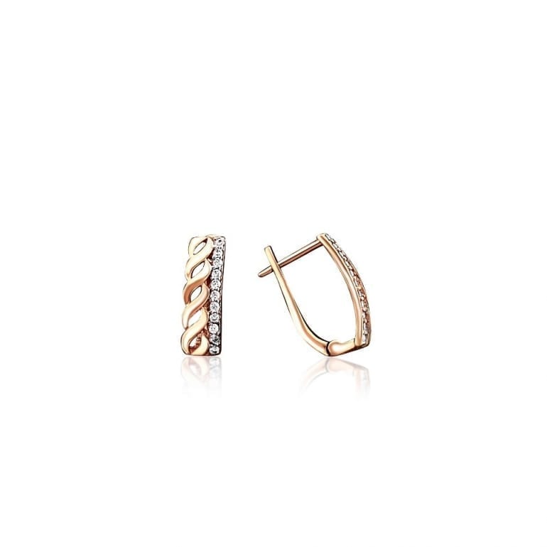 14ct rose gold earrings with cubic zirconia