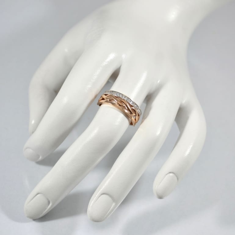 Rose and white gold ring with cubic zirconia