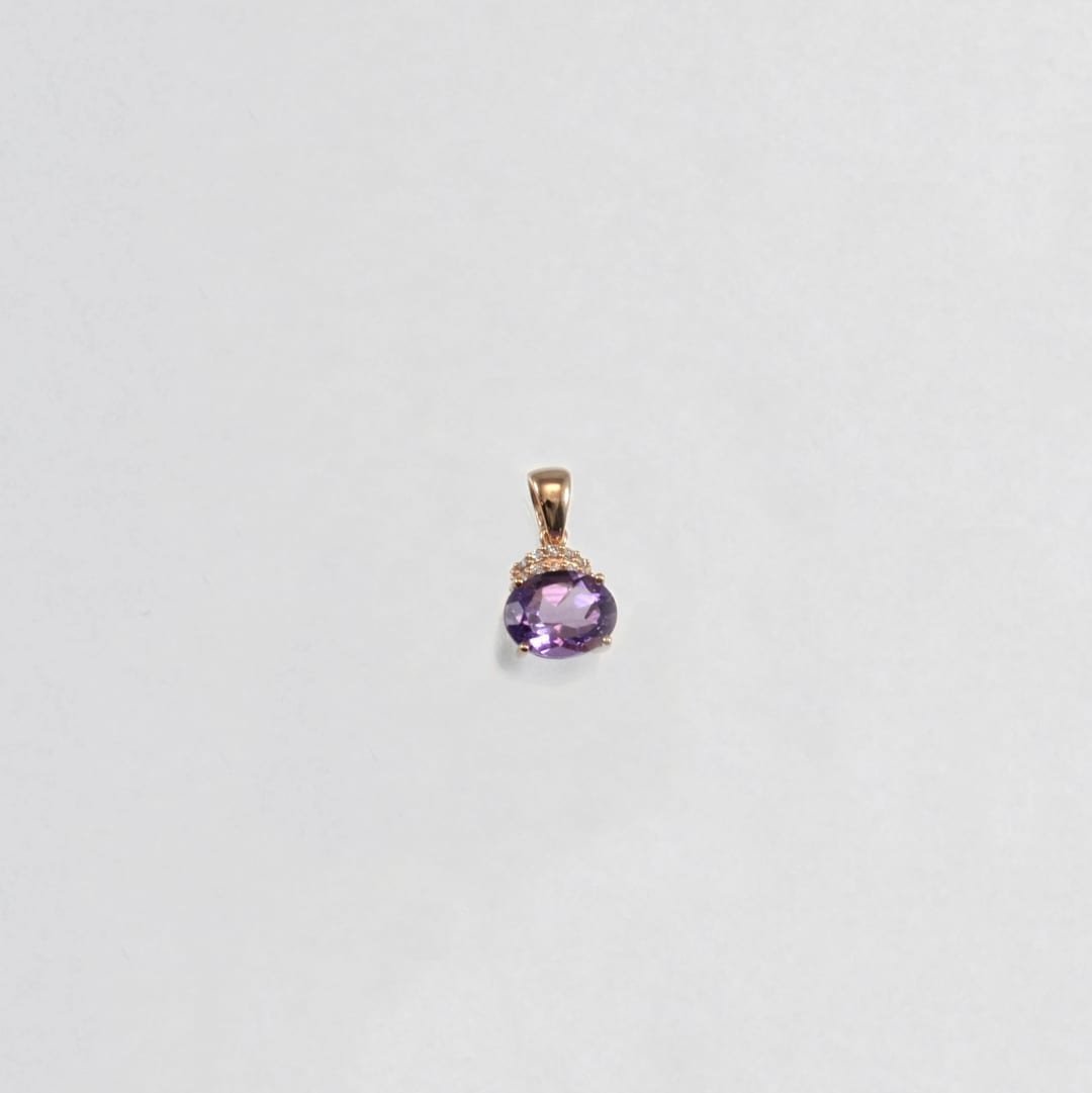 Rose gold pendant with amethyst and cubic zirconia